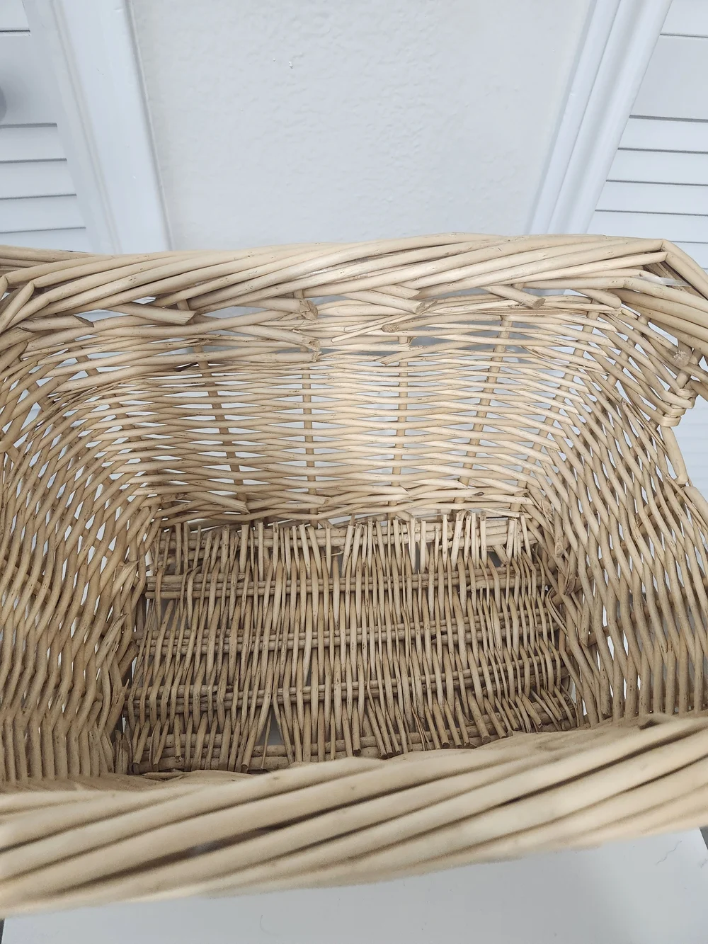 Woven Rattan Storage Basket in Natural Tan with Handles